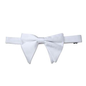 Solid Color Satin Large Bow Tie for Formal Tuxedo One Size White
